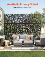 VEVOR Biombo, 120x50,8x183 cm, paredes y paneles de privacidad para exteriores, separador de ambientes independiente con soporte, divisor decorativo para balcón, terraza, interiores, negro