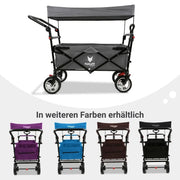 Carrito de mano plegable y compacto Fuxtec FX-CT700 gris, con frenos, asiento acolchado, mango ajustable en altura, para excursiones