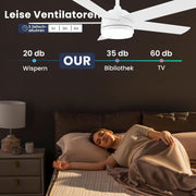 Ventilador de techo con iluminación CJOY, 152 cm, con mando a distancia, 6 velocidades, LED regulable, temporizador y modo reposo para dormitorio
