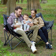 EVER ADVANCED Silla de camping plegable, 145 cm de ancho para 2 personas, sofá plegable con capacidad de 400 kg, sofá de camping acolchado grueso, silla plegable de 2 plazas, respaldo alto, extra ancha para exteriores, jardín, balcón e interiores