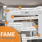 Armario para microondas Vicco Fame-Line, blanco de alto brillo, 60 cm abierto