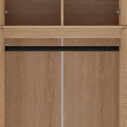 Armario ropero de gran capacidad de 8 puertas con barra para colgar, estantes ajustables y puertas decorativas de ratán, 70.87" de alto