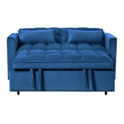 Sofá cama extraíble moderno, sofá cama 3 en 1 con respaldo ajustable, sofá biplaza de terciopelo, almohadas y bolsillos laterales