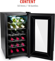alpina Vinoteca - 230V - 18 Botellas/50L - Temperatura Regulable de 11°C a 22°C - Puerta de Cristal e Iluminación Interior - Poco o nulo ruido - Negro