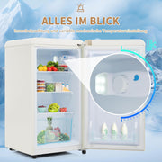 Refrigerador con congelador Merax, combinación frigorífico-congelador, frigorífico pequeño con 51L y congelador de 21L, silencioso, LED, estantes de vidrio, cajón para verduras, estantes en la puerta, para cocina, sala de estar, oficina, negro