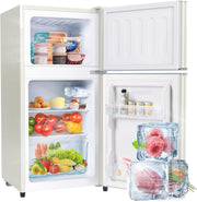 Refrigerador con congelador Merax, combinación frigorífico-congelador, frigorífico pequeño con 51L y congelador de 21L, silencioso, LED, estantes de vidrio, cajón para verduras, estantes en la puerta, para cocina, sala de estar, oficina, negro
