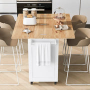 Isla de cocina con encimera plegable, carrito de almacenamiento para cocina con estante extraíble, toallero y cajón, ruedas giratorias