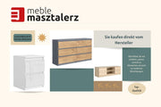 Meble Masztalerz Cómoda con frentes en blanco brillante y 5 cajones de 70 cm, aparador para salón y dormitorio, Al.: 124,5 cm, An.: 70 cm, Pr.: 39 cm - Cómoda con cajones - Cajonera