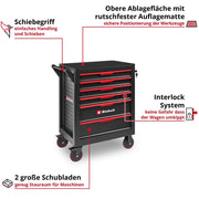 Carro de taller Einhell Accessories vacío, 6 cajones, sistema de bloqueo, guías con rodamientos de bolas, capacidad de carga 135 kg, ruedas con freno