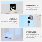 Vitrina de cristal Lvifur con iluminación LED y puertas de cristal para salón y dormitorio, 40×50×180 cm, armario vitrina de 5 niveles con sensor inteligente para objetos de colección, vino, blanco