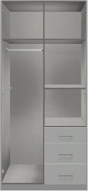 Armario de puertas batientes möbelando >Clack< en lacado blanco de alto brillo - 91x199x58cm (ancho x alto x fondo)