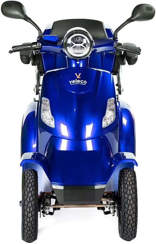 VELECO Scooter eléctrico para personas mayores con batería de iones de litio de 4 ruedas y 1000 W FASTER (AZUL)