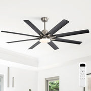 Ventilador de techo Sofucor de 132 cm con luz, ventilador de techo silencioso con luz y control remoto, CC, 8 aspas, 3 temperaturas de color, temporizador, 6 velocidades, modo verano e invierno para salón