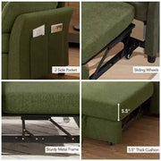 Sofá cama extraíble 3 en 1 de 51 pulgadas, sofá biplaza convertible con respaldo reclinable ajustable, sofá tapizado en chenilla, bolsillo lateral