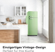 SCHOEPF – RKG218SG Frigorífico combi – 211 L – Diseño retro – Iluminación LED – 39 dB – Verde/Menta – Patas regulables en altura – Independiente – Estilo vintage