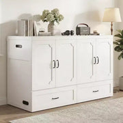Cama Murphy convertible tamaño queen Mjkone con colchón, carga USB y cajones de almacenamiento