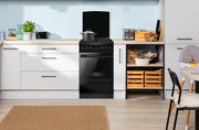 Cocina independiente Amica SHEG 904 000 SM / con placa de gas y horno eléctrico / 50 cm de ancho / negro mate / temporizador / 11 funciones de horno, p. ej. aire caliente
