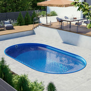 Piscina de pared de acero ovalada 4,50 x 2,50 x 1,20 m - revestimiento azul de 0,60 mm - pared de acero galvanizado en caliente de 0,60 mm - pasamanos de plástico - abertura para skimmer - fabricada en Alemania
