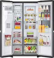 LG GSXV90MCDE Frigorífico Side-by-Side con congelador (628 L, clase energética D) con InstaView, Door-in-Door, Craft Ice, dispensador de hielo y agua, Total No Frost, negro