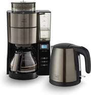 Melitta AromaFresh - Cafetera de filtro - con jarra de cristal - molinillo integrado - función de temporizador - 10 tazas - Negro puro