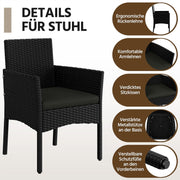 Yaheetech Set de muebles de jardín de 4 piezas, conjunto de muebles de balcón de poliratán para exterior con sofá de 2 plazas, 2 sillas, mesa y cojines para terraza/balcón/jardín, negro y gris