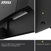 Monitor Gaming MSI MAG 275QF 27" WQHD - Panel Rapid IPS 2560 x 1440, 180 Hz / 0,5 ms (GtG, mín.), gama de colores sRGB 101%, AMD FreeSync, HDR Ready - DisplayPort 1.4, HDMI 2.0b (WQHD 144Hz)