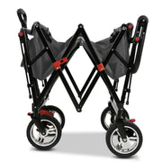 Carrito de mano plegable y compacto Fuxtec FX-CT700 gris, con frenos, asiento acolchado, mango ajustable en altura, para excursiones