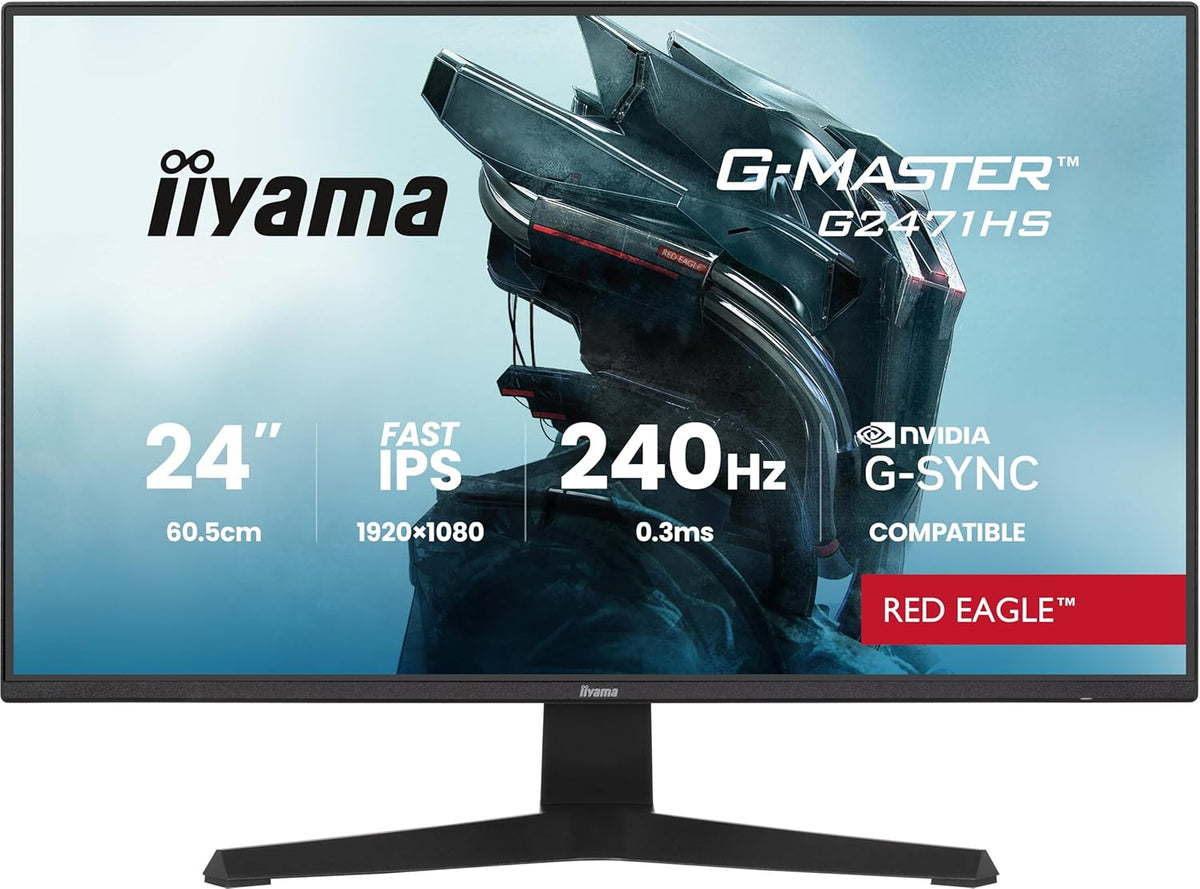 Monitor iiyama Fast IPS G-Master Red Eagle, compatible con G-Sync, 1920x1080@240Hz, 350cd/m², 2x HDMI, DisplayPort, 0.4ms (MPRT), altavoces, Black Tuner