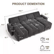 Sofá cama convertible en forma de U de 104" con almacenamiento
