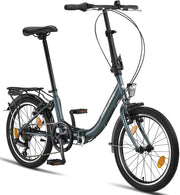 Bicicleta plegable Chillaxx Bike URBAN de 20 pulgadas, 6 velocidades Shimano, luces, sistema de plegado rápido, bicicleta plegable ligera, portaequipajes