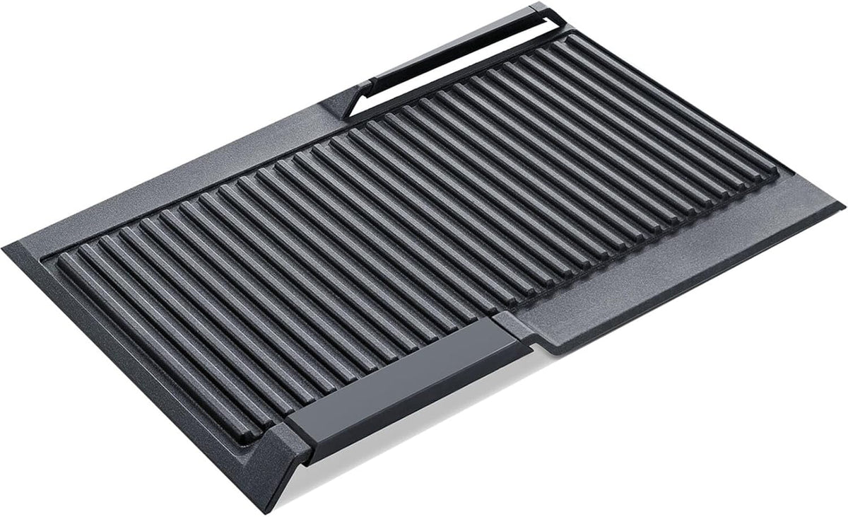 Bosch HEZ390522 Accesorio para placas de cocción, plancha grill, ideal para asar carne y verduras como en una parrilla, fabricado en Alemania