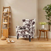 Sillón tapizado de respaldo alto Modern Retro de 30.25 pulgadas con patas de madera para sala de estar