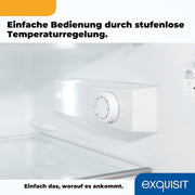 Frigorífico con congelador Exquisit, 120 litros, congelador de 4 estrellas, frigorífico de libre instalación, KS516-4-H-010D blanco