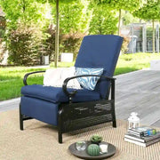 Sillón reclinable ajustable para patio con cojín - 38 (profundidad) x 26.5 (ancho) x 38.5 (alto) PULGADAS