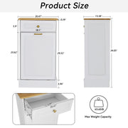 Mueble de cocina para basura con frente abatible, encimera de madera y cajón organizador