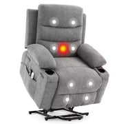 Sillón reclinable elevador eléctrico, reclinables eléctricos para ancianos con calor y masaje, asistencia para levantarse con portavasos, bolsillo lateral, para sala de estar