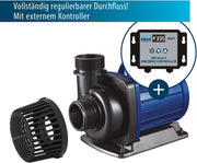 Bomba para filtro/estanque AquaForte DM-22.000 Vario S, 70-200W, altura de elevación 7,5m, regulable con controlador externo. Ideal como bomba para estanques o para arroyos/cascadas.