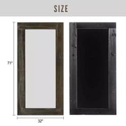 Espejo de cuerpo entero rectangular de madera maciza en ángulo recto, 71x31 pulgadas, usado, color marrón (sin soporte)