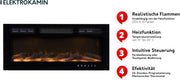 Mueble de TV Mirjan24 Serkuzo EF 2D con chimenea eléctrica, práctico mueble para televisión, soporte de TV con apertura sin tiradores, llama LED realista (negro/negro de alto brillo)