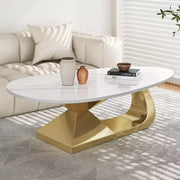 Mesa de centro con superficie de cerámica y base contemporánea de acero inoxidable, una pieza elegante y duradera para la sala de estar.