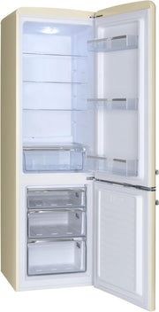 Frigorífico combi retro Amica 244 L 181 x 55 x 61,5 cm KGCR 387 101 B | 181 L frigorífico 63 L congelador, iluminación LED, descongelación automática, cristal de seguridad, botellero cromado, funcionamiento silencioso