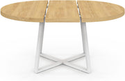 IDMarket - Mesa de comedor redonda extensible Selma de 4 a 8 personas, madera y blanco, 110-150 cm