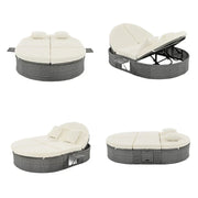 Cama de exterior para patio, diván para 2 personas con cojines y almohadas