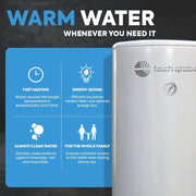 TECHGLOBE - Acumulador de agua caliente sanitaria con 2 intercambiadores de calor (1,8 + 3,1 m²) - Fabricado íntegramente en acero inoxidable - Depósito de agua caliente energéticamente eficiente - con aislamiento de 50 mm (300 L)