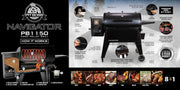 Barbacoa de pellets Pit Boss Navigator 1150, negro, de acero, 162 x 94 x 119 cm, con pantalla digital