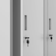 Armario casillero Jan Nowak, armario metálico, armario ropero, taquilla | 2 compartimentos con barra para ropa, estantes divisorios, ranuras de ventilación, 4 ganchos para ropa por compartimento | 180 cm x 80 cm x 50 cm, Gris