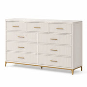 Cómoda de 9 cajones de MDF blanco/metal