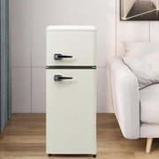 Frigorífico retro Merax 92L, combinación frigorífico-congelador, mininevera de dos puertas con congelador de 28L, frigorífico independiente, 7 niveles de temperatura, 41x105,5 cm - Blanco antiguo