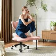 Silla de oficina ergonómica con diseño cruzado Pinmoco, silla de meditación con altura ajustable, giro de 360°, soporte lumbar, silla de trabajo y de oficina, silla para TDAH