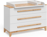 Cambiador Malia, Blanco/Artesano, 133.2x98cm con 3 cajones